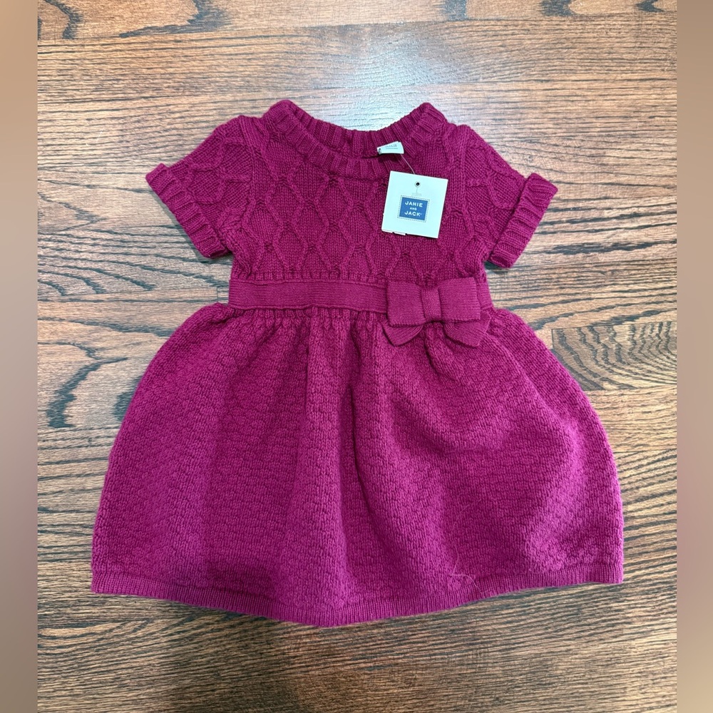 NWT Janie and Jack Burgundy Sweater Knit dress Size - 12-18 months